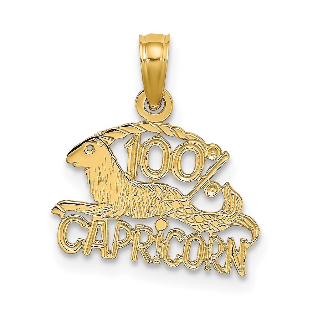 Million Charms 14k Yellow Gold Small 100% CAPRICORN Zodiac Charm Pendant